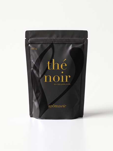 Té negro con brotes dorados